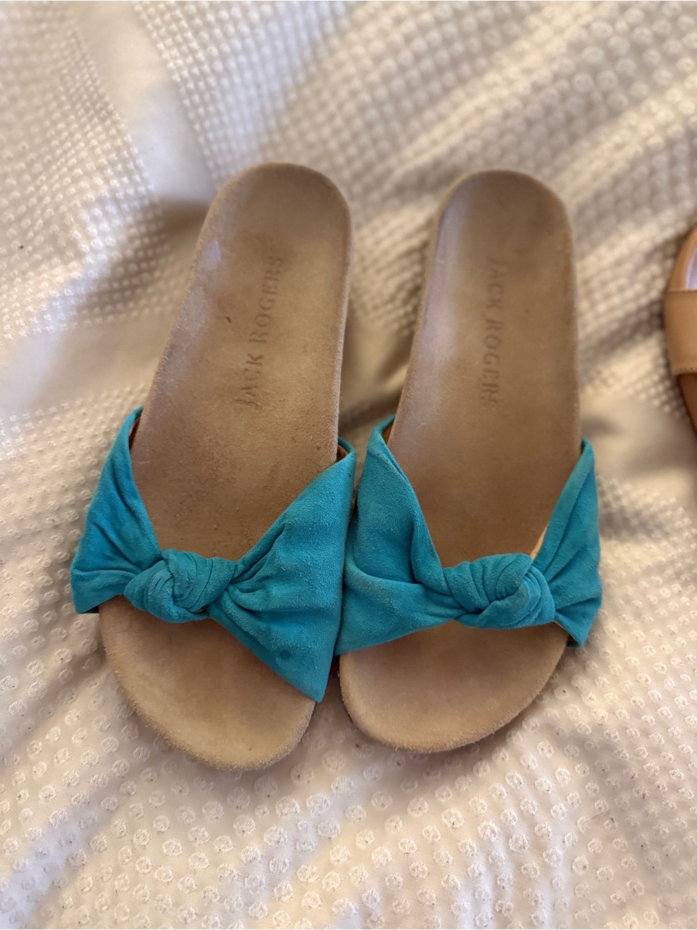 Jack Rogers Teal Knot Slide Sandals